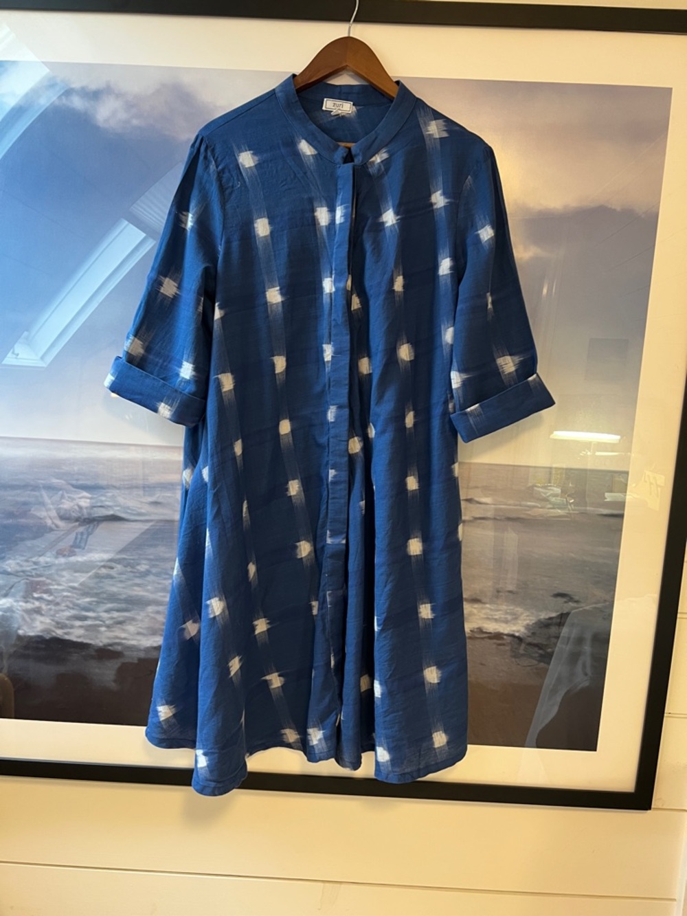 Zuri Kenya dress Ikat  sz XL Button-Front Tunic Dress